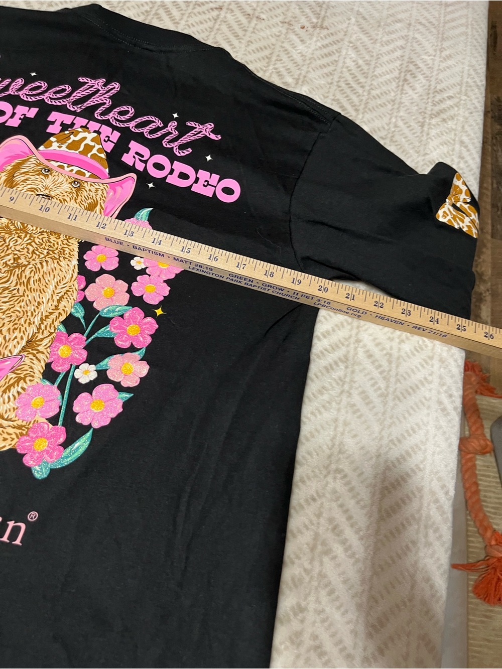 Simply Southern Black Long-Sleeve Tee with Pink & Gold Bow Medium Accents - Picture 5 of 5
